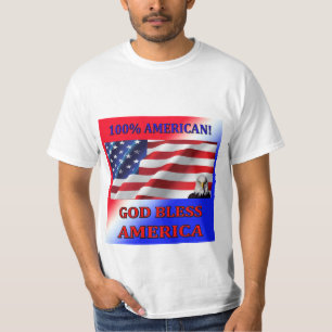 Camiseta O Americano-Deus 100% abençoa o t-shirt dos homen