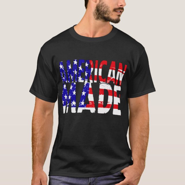Camiseta O americano feito nos EUA embandeira o t-shirt do (Frente)