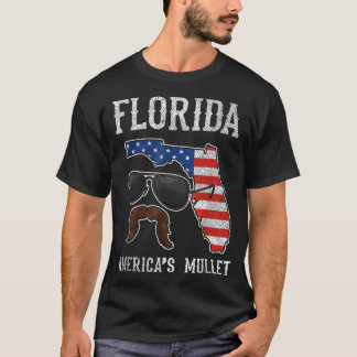 Camiseta O Americano Mullet Funny Patriótico da Flórida