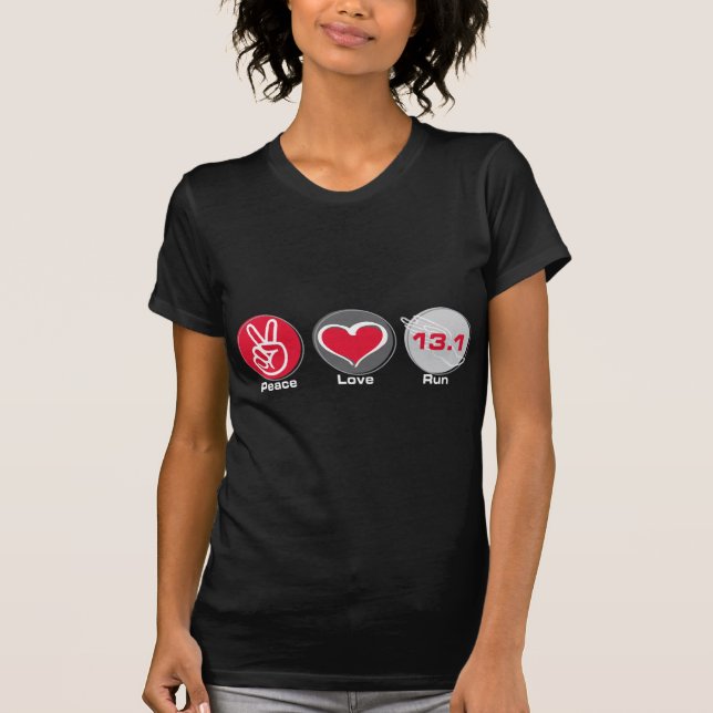 Camiseta O amor da paz funciona 13,1 milhas (Frente)