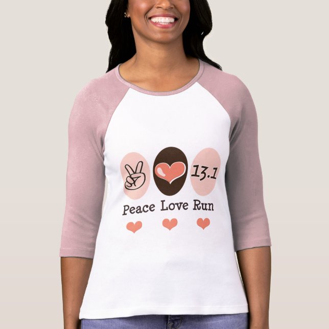 Camiseta O amor da paz funciona o meio T do Raglan da (Frente)