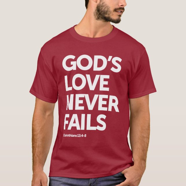 Camiseta O amor de Deus nunca falha | Design cristão (Frente)