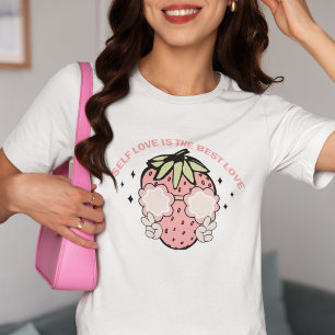 Camiseta O Amor De Morango Rosa É O Melhor Solteiro De Amor