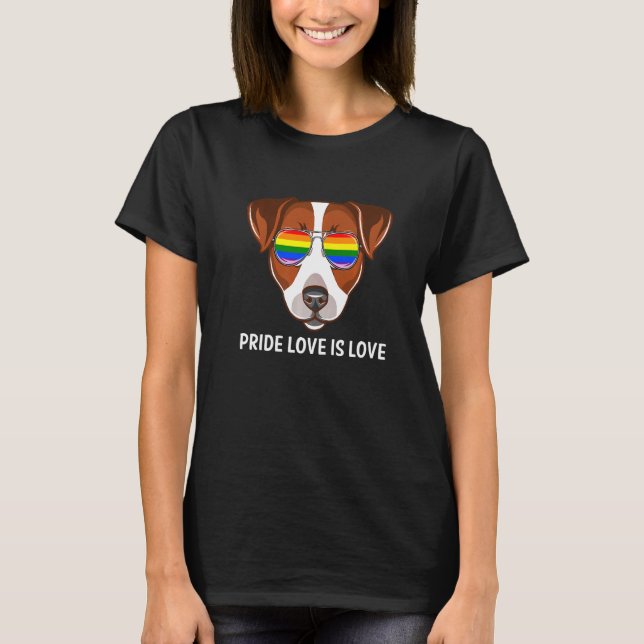 Camiseta O Amor Do Orgulho Lgbt É Amor Jack Russell Terrier (Frente)