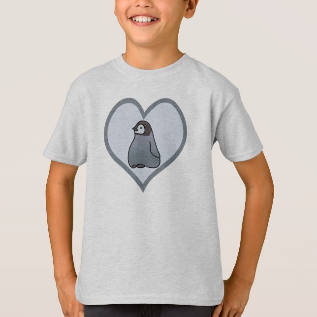 Camiseta O amor do pintinho do pinguim de imperador do bebê (Frente)