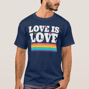 Camiseta O Amor é Amor Borboletas Arco-íris Declaração LGBT