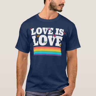 Camiseta O Amor é Amor Borboletas Arco-íris Declaração LGBT