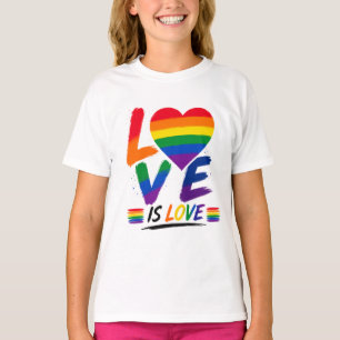Camiseta O Amor é Amor – Design de Pincel de Orgulho Arco-í
