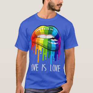 Camiseta O Amor É Amor Lábios Arco-Íris Legal Gay LGBT Lesb