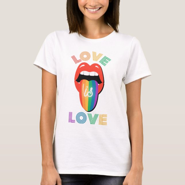 Camiseta O amor é amor Lábios bonitos, LGBTQ Pride Mês (Frente)