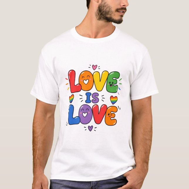 Camiseta O Amor é Amor Orgulho Arco-íris (Frente)