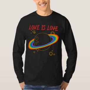 Camiseta O amor é amor. Planeta arco-íris. Orgulho LGBTQ+ T