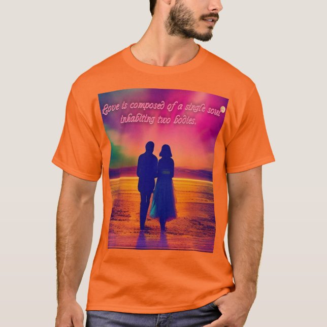 Camiseta O amor é composto por uma Alma Solteiro... citação (Frente)