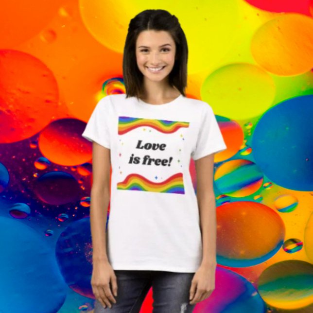 Camiseta O amor é grátis: Rainbow Pride Tee (Criador carregado)