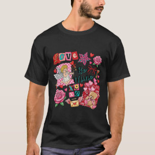 Camiseta O Amor É Meu Xoxo Cupido Fofo Colagem de Dia dos N
