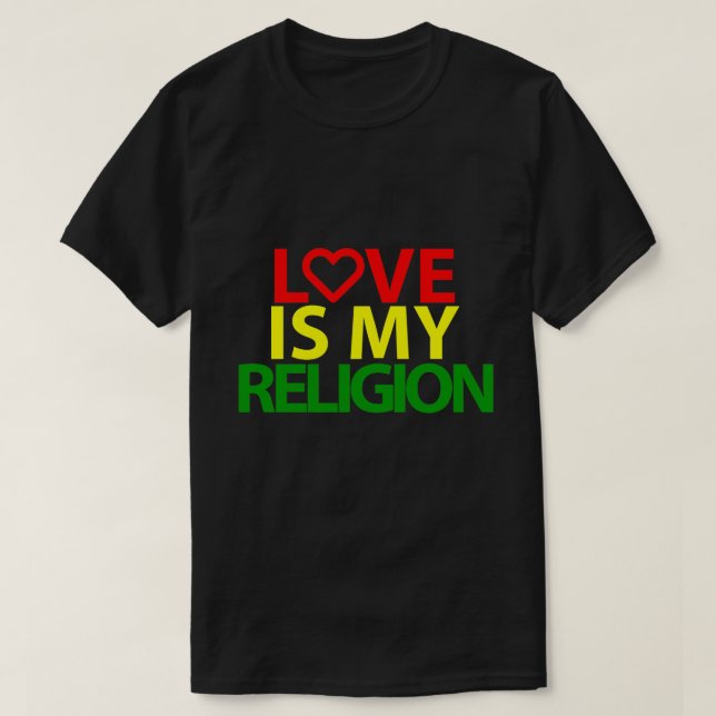 Camiseta O amor é minha religião (Frente do Design)