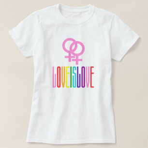 Camiseta O amor é orgulho da lésbica do texto LGBTQ do