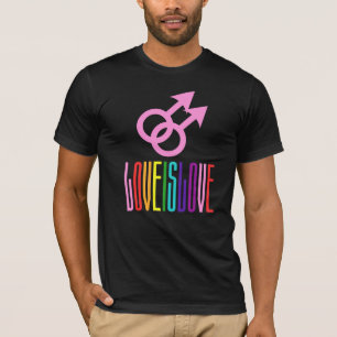 Camiseta O amor é orgulho gay do texto LGBTQ do arco-íris