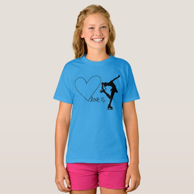 Camiseta O amor é patinagem artística, com coração - (Frente Completa)
