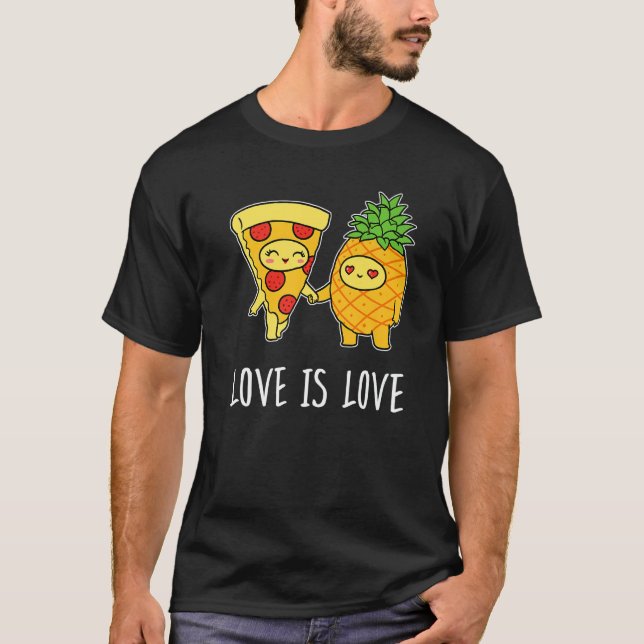 Camiseta O Amor É Pizza Pineapple Foodie Pepperoni (Frente)