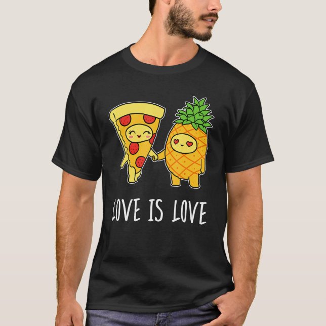 Camiseta O Amor É Pizza Pineapple Foodie Pepperoni (Frente)