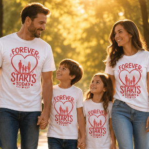 Camiseta O Amor Familiar Romântico Começa Hoje Para Sempre