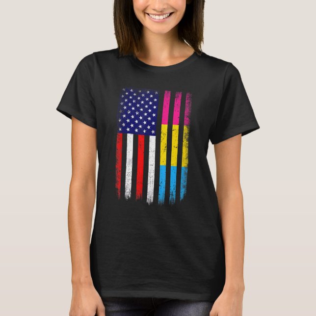 Camiseta O Amor Ganha Orgulho Pansexual Nós, Bandeira Ameri (Frente)