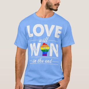 Camiseta O Amor Ganhará No Fim Orgulho gay LGBTQ Fofo