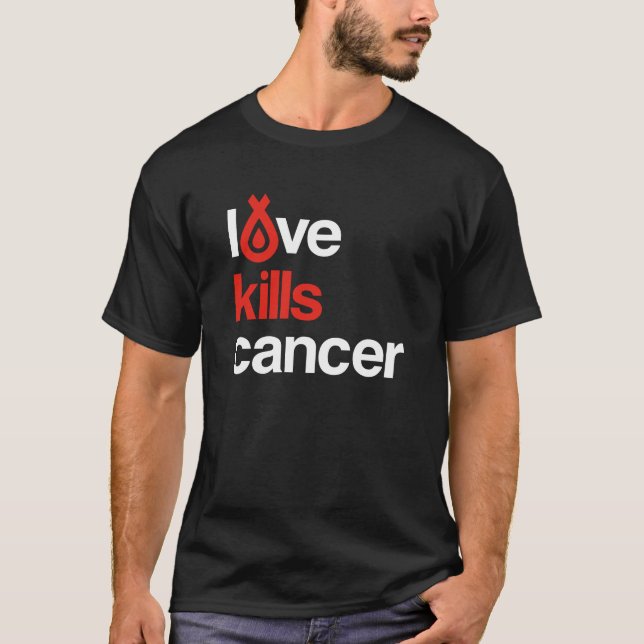 Camiseta O amor mata o cancer - o T dos homens (Frente)
