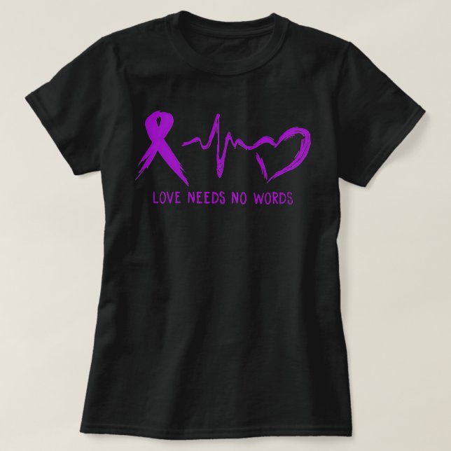 Camiseta O Amor Não Precisa De Palavras Alzheimers Sensibil (Frente do Design)