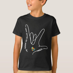 Camiseta O Amor Não Precisa de Palavras Asl Peça de Puzzle