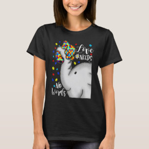 Camiseta O Amor Não Precisa de Palavras Puzzle Elefante Con