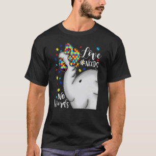 Camiseta O Amor Não Precisa de Palavras Puzzle Elefante Con
