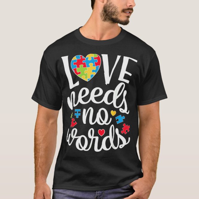 Camiseta O Amor Não Precisa De Palavras Quebra-cabeça Coraç (Frente)