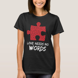 Camiseta O amor não precisa de palavras Quebra-cabeça Desig