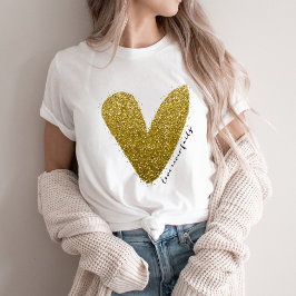 Camiseta O Amor Nunca Falha O Coração Dourado Da Gliteria