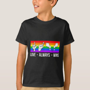 Camiseta O Amor Sempre Vence Asl Conscientização de Surdos