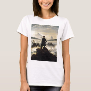 Camiseta O andarilho acima do mar da névoa