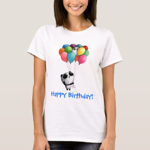 Camiseta O aniversário Balloons o urso de panda
