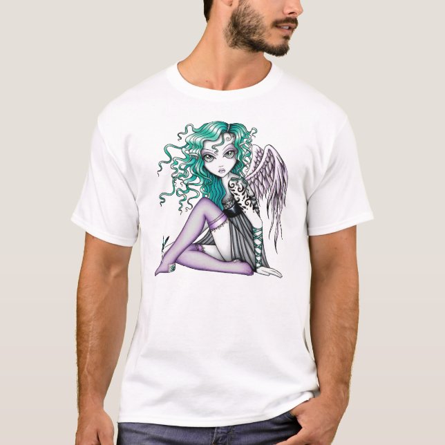 Camiseta O anjo violeta da borboleta do tatuagem de Malory (Frente)