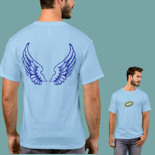 Camiseta O anjo voa a parte dianteira (do azul) e o T