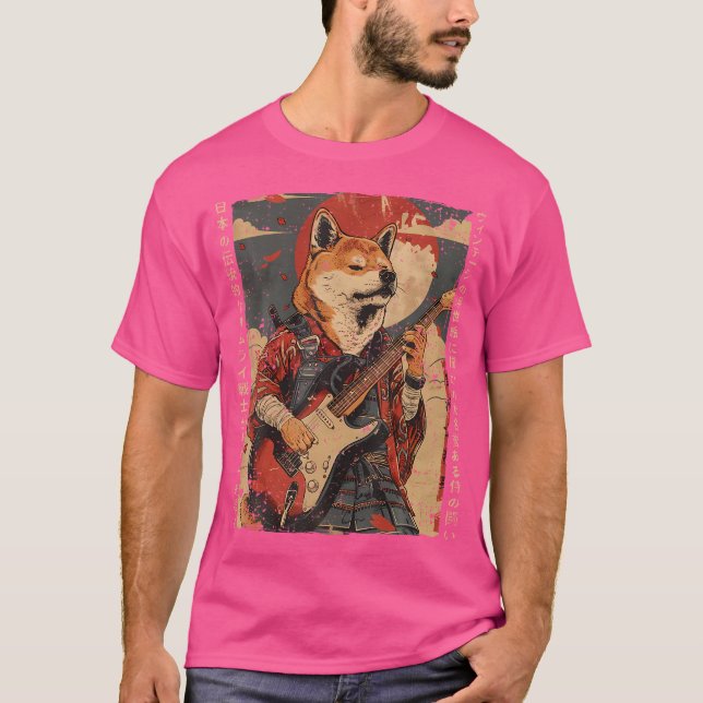 Camiseta O Antigo Cão Trabalho de arte Samurai Japonês A Re (Frente)