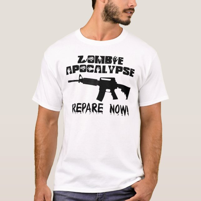 Camiseta O apocalipse do zombi prepara-se agora (Frente)