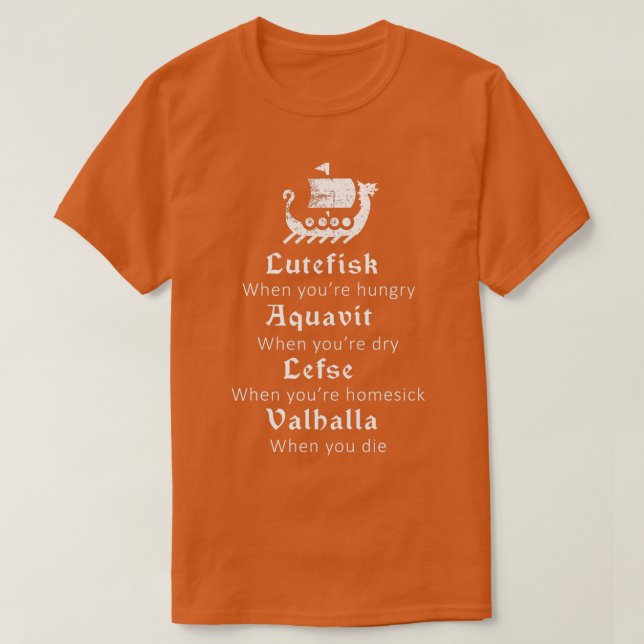 Camiseta O Aquavit de Aquavit deixou Valhalla Viking Escand (Frente do Design)