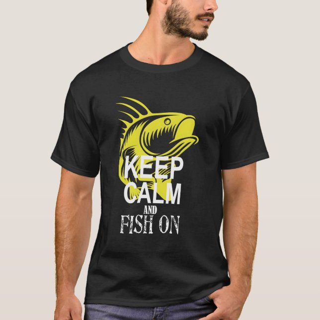 Camiseta O Aranão-Baixo Mantém Calma E Peixe Em Peixe (Frente)