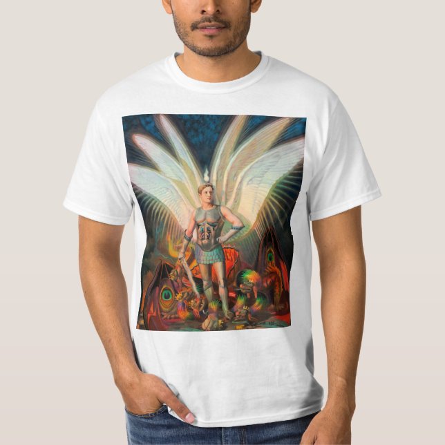 Camiseta O Arcanjo Michael Derrota o Dragão (Frente)