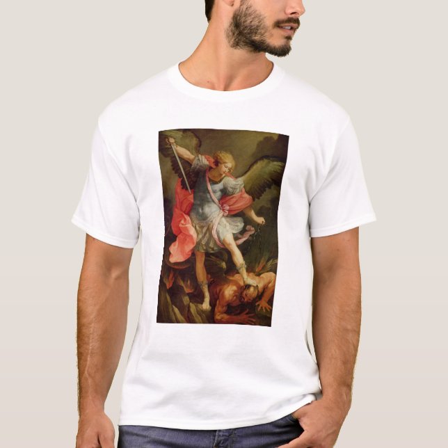 Camiseta O arcanjo Michael que derrota a satã (Frente)