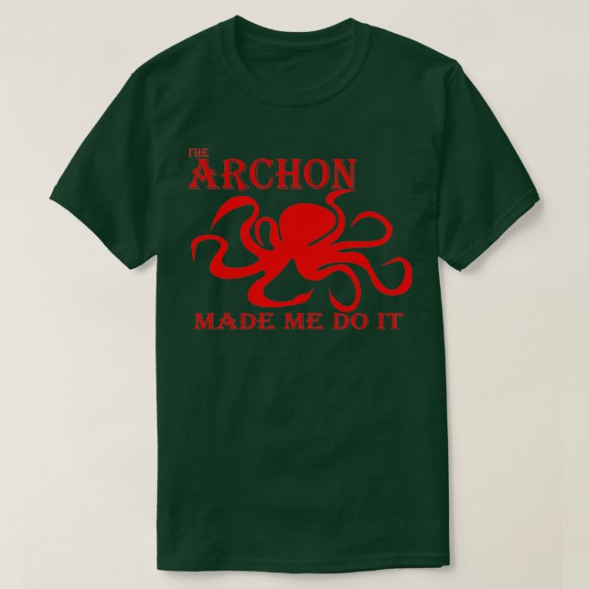 Camiseta O Archon Me Fez Fazer Isso Vermelho (Frente do Design)