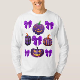 Camiseta O arco do Pumpkin Halloween Roxo cai