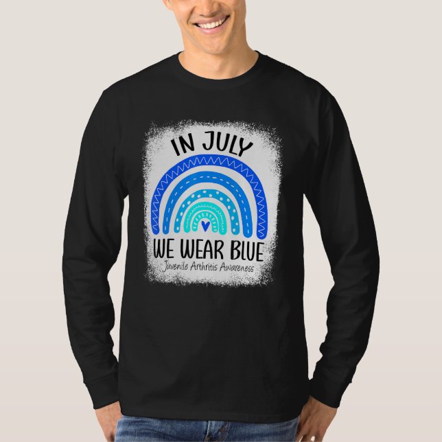 Camiseta O Arco-Íris Em Julho Vestimos Artrite Juvenil Azul (Frente)